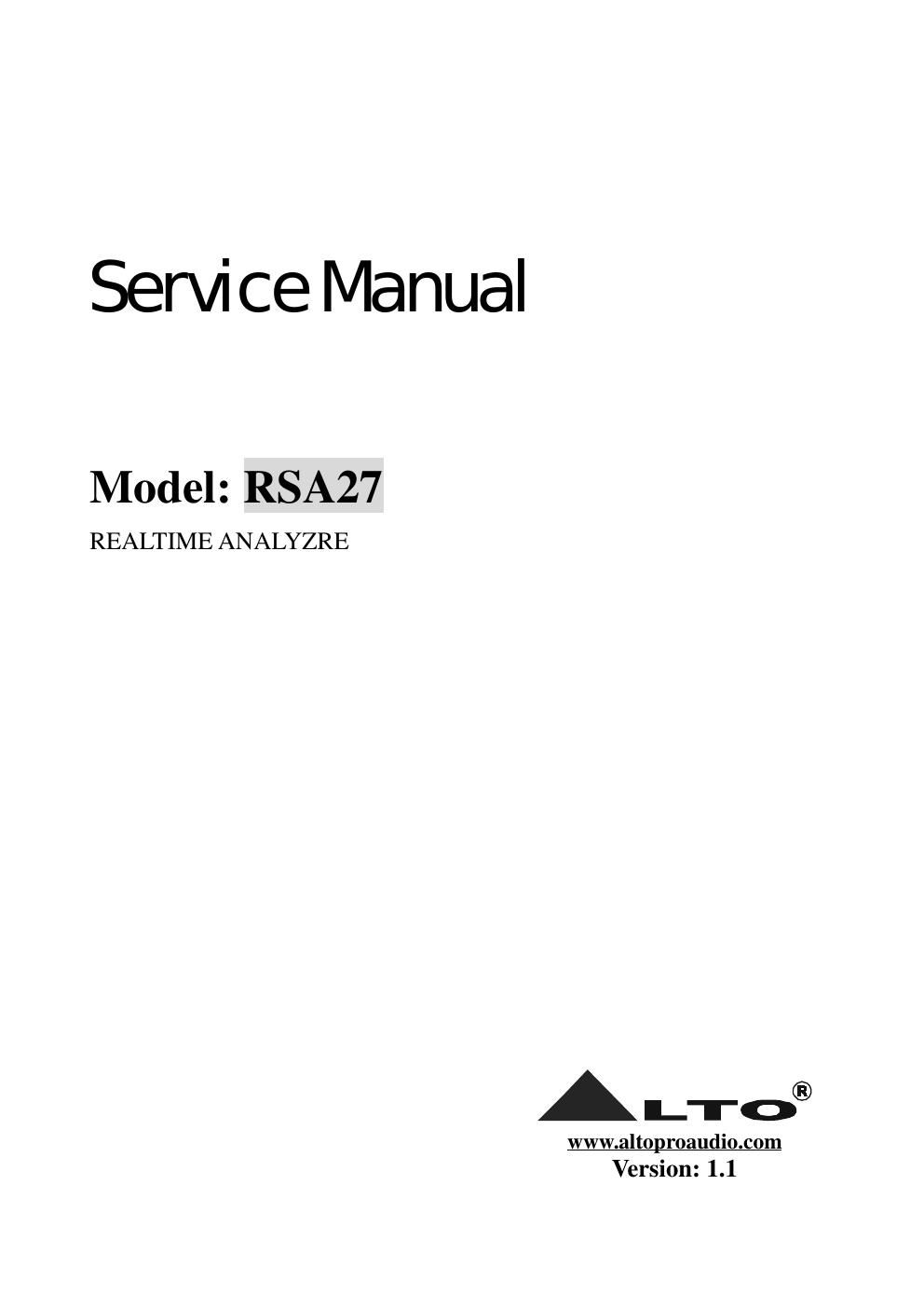 alto rsa 27 service manual