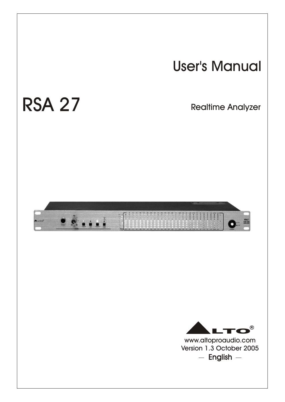 alto rsa 27 user guide