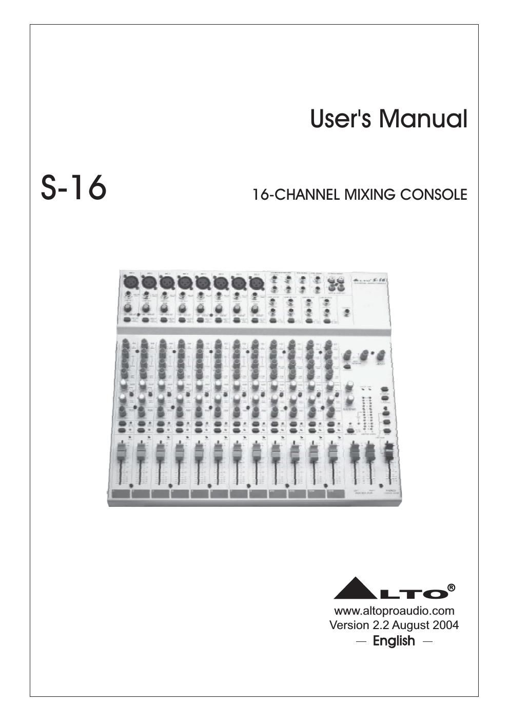 alto s 16 users manual
