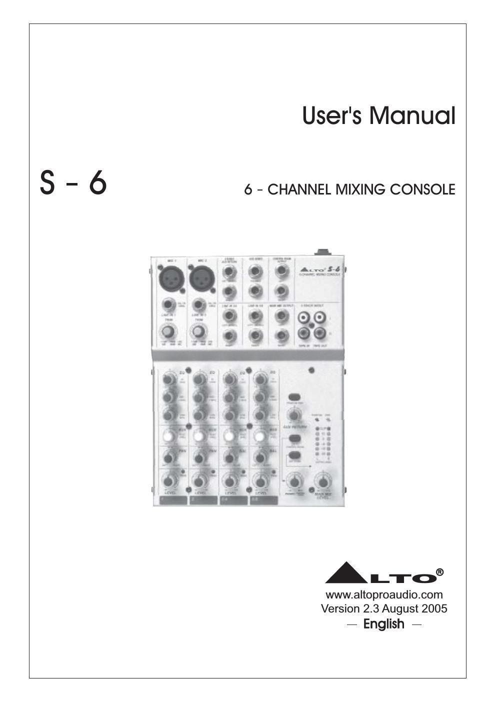 alto s 6 users manual
