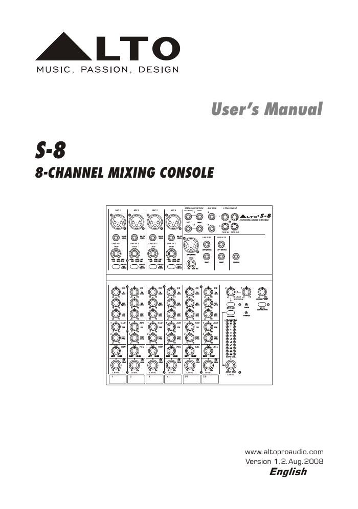 alto s 8 user manual