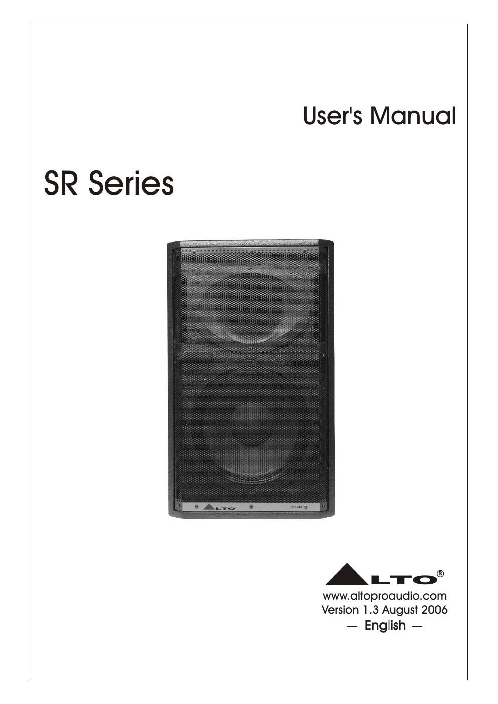alto sr series users manual