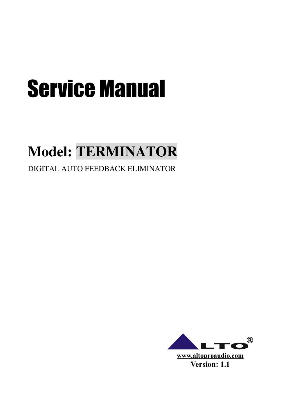 alto terminator service manual