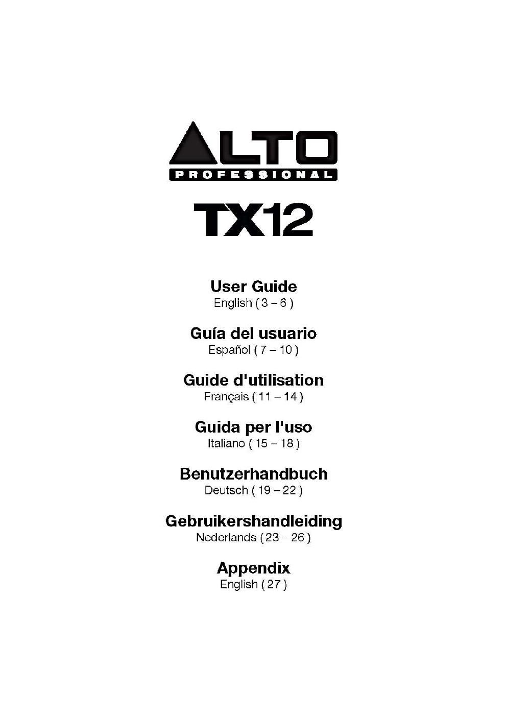 alto tx 12 user guide