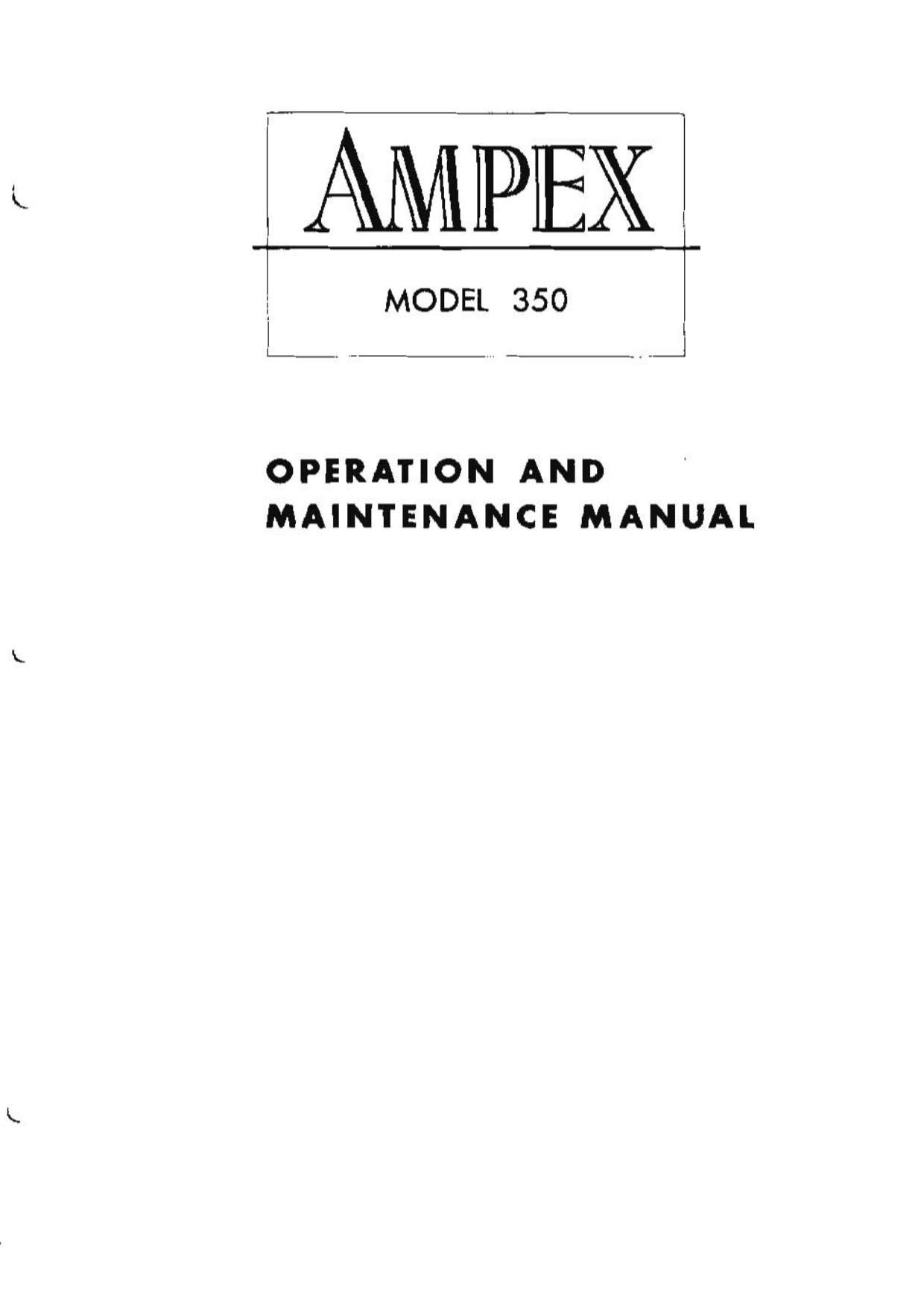 Ampex 350 Operation Maintenance