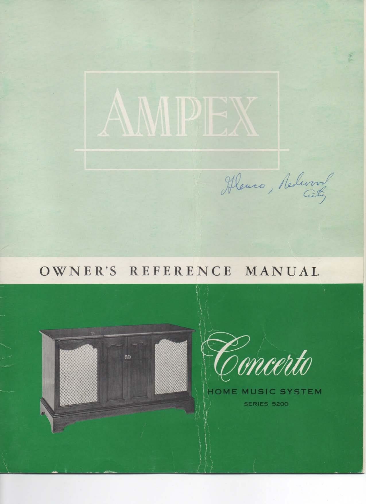 Ampex Concerto Owners Manual