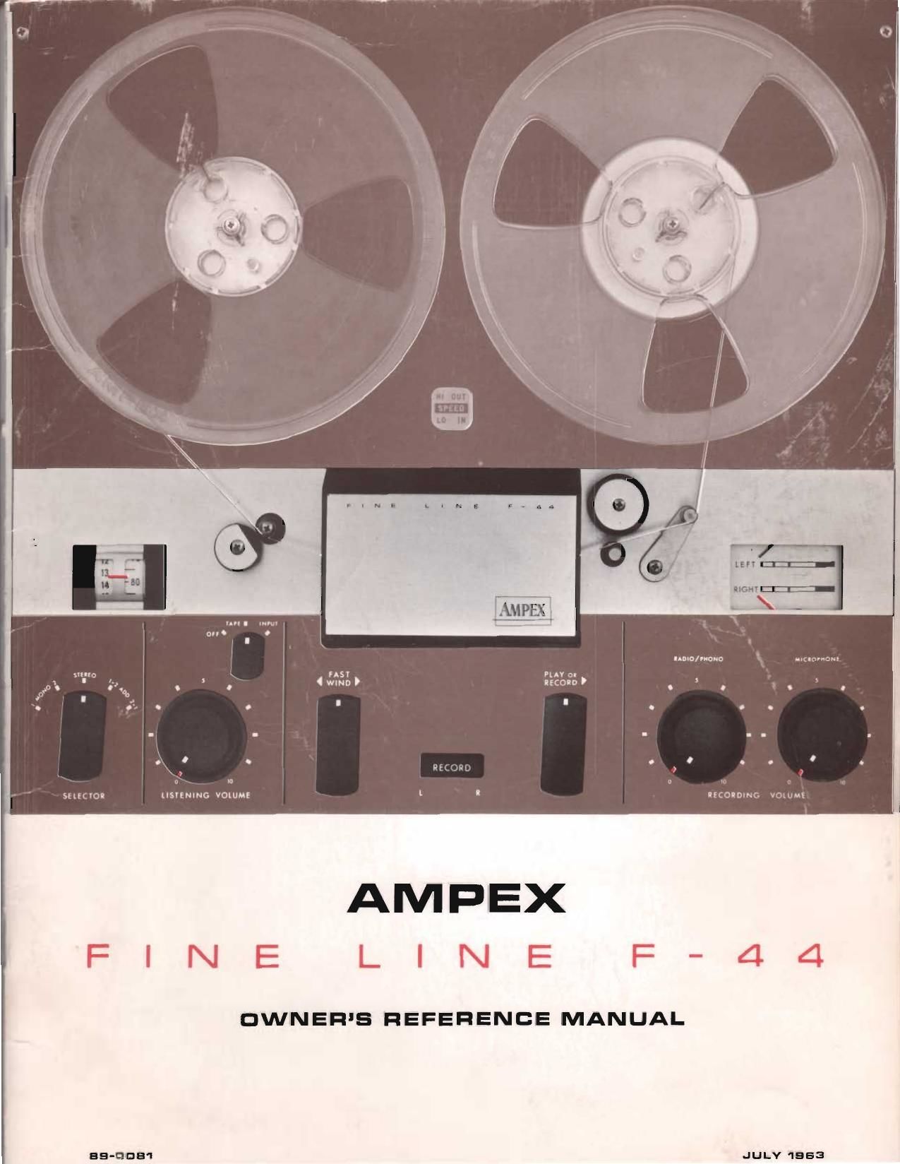 Ampex F 44 Owners Manual