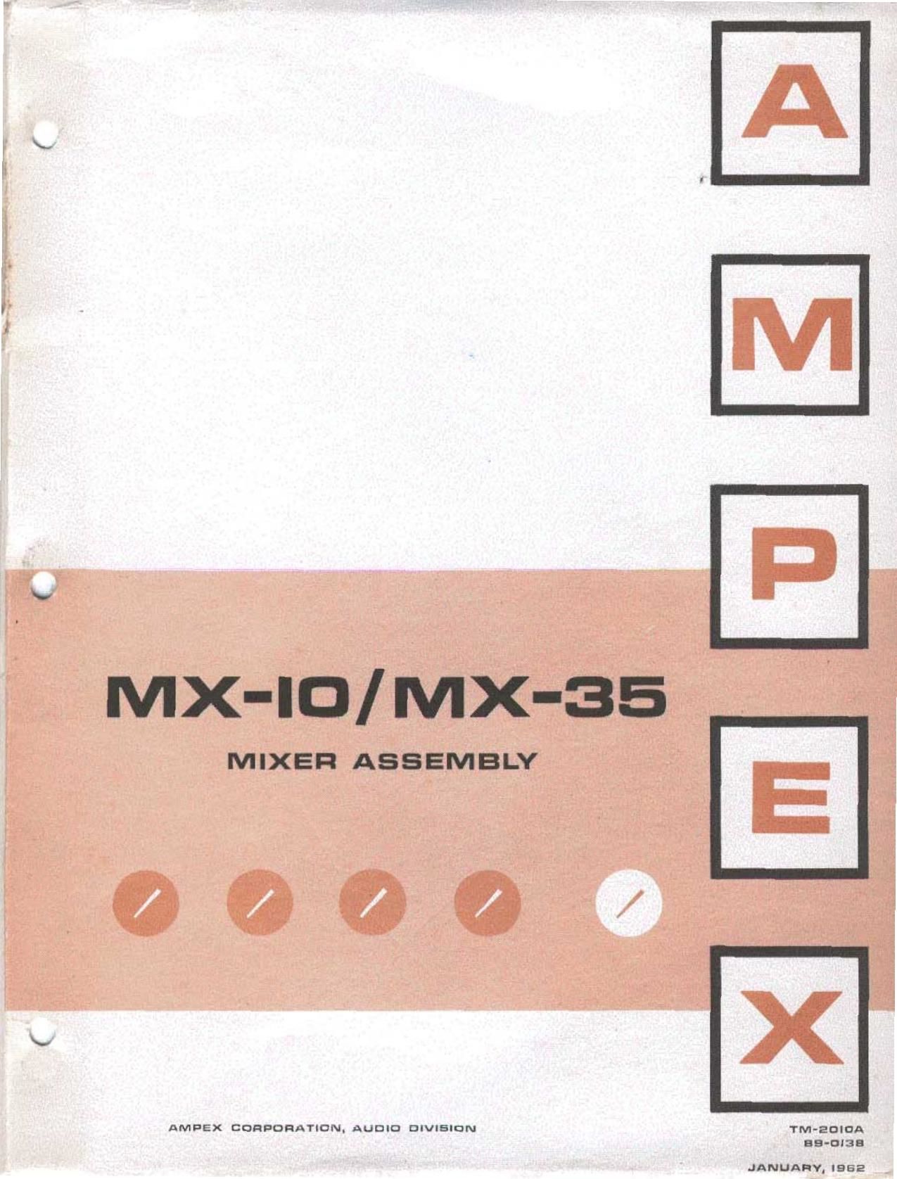 Ampex MX 10 Operation Maintenance