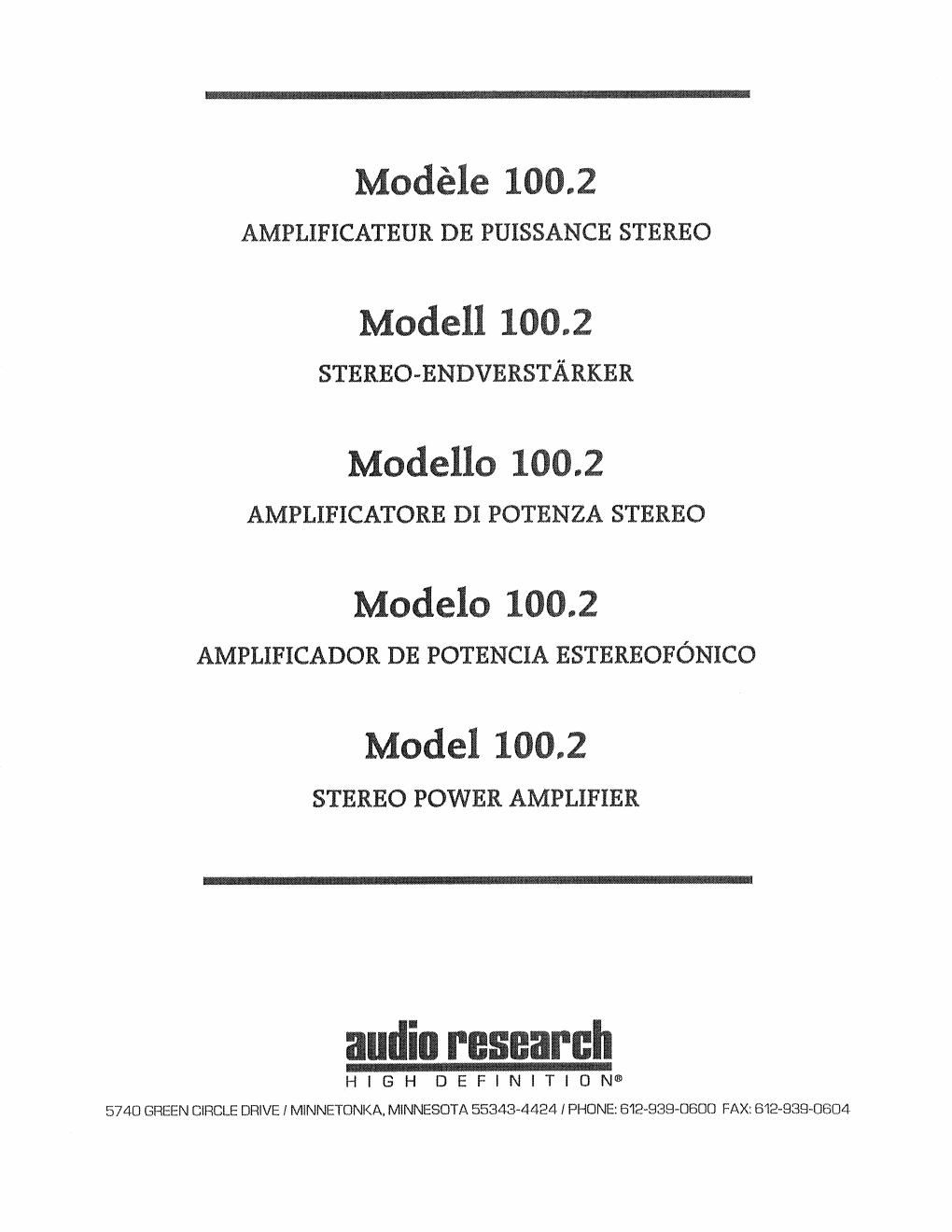 audio research 100 2 owners manual