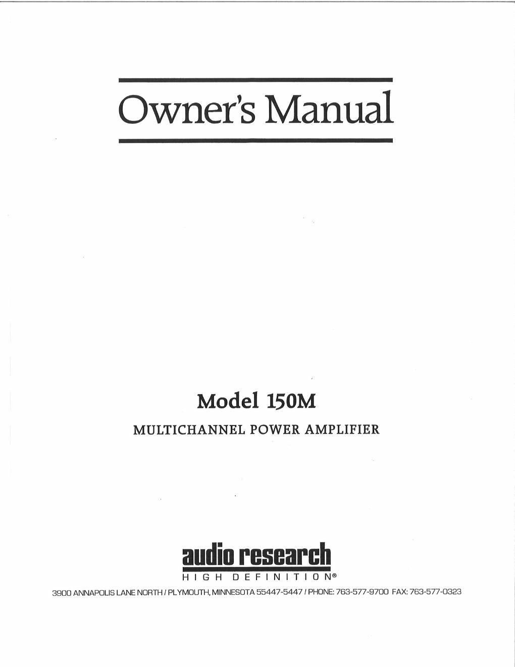 audio research 150 m owners manual