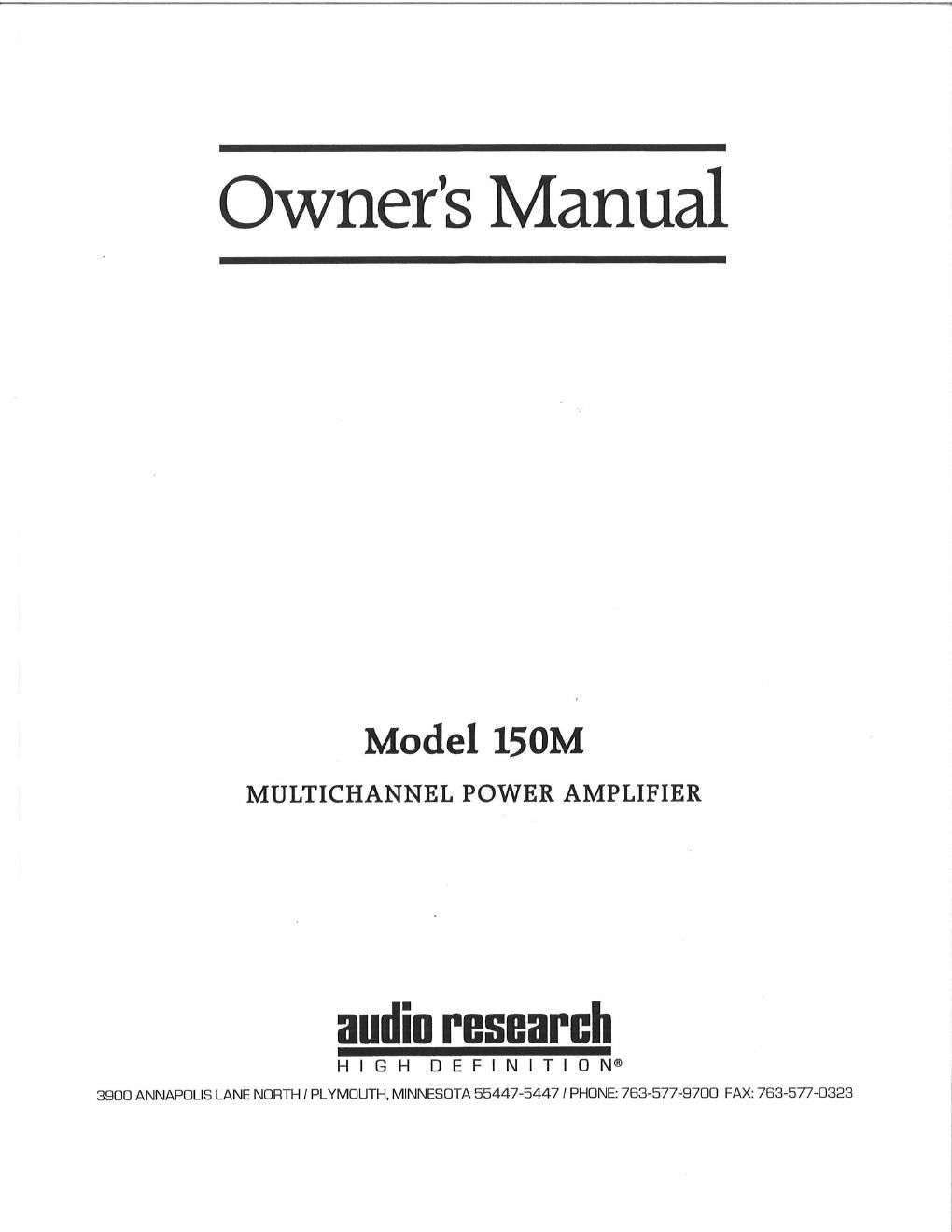 audio research 150 m owners manual