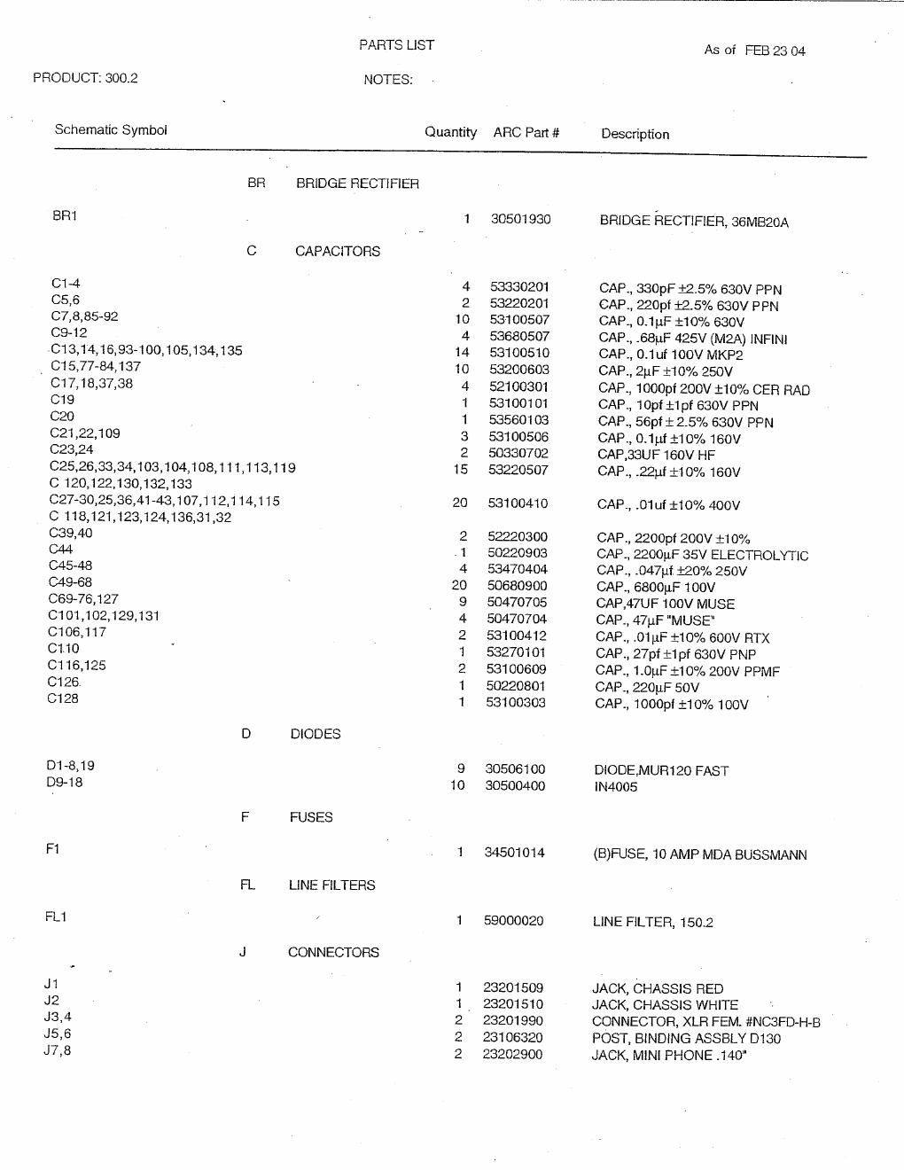 audio research 300 2 pwr schematic