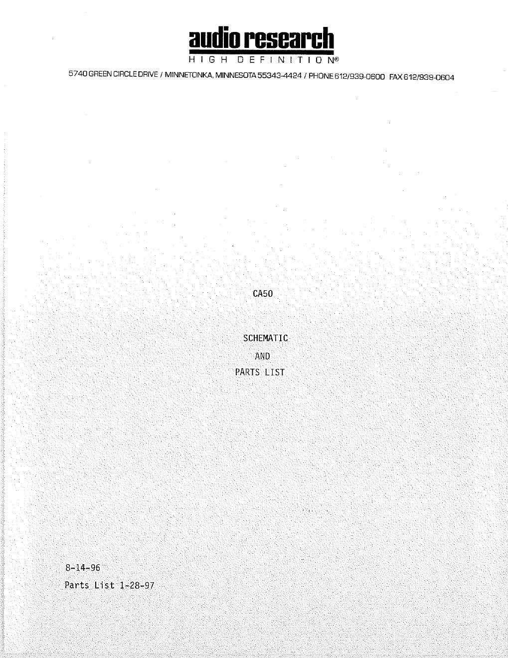 audio research ca50 pwr schematic