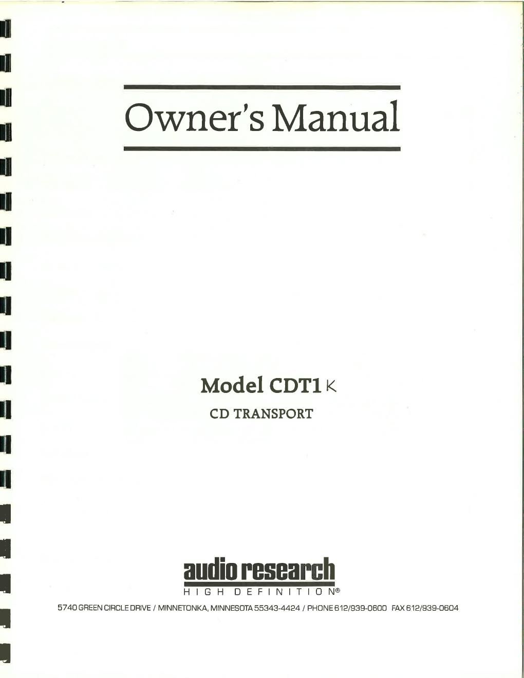 audio research cd t1k owners manual
