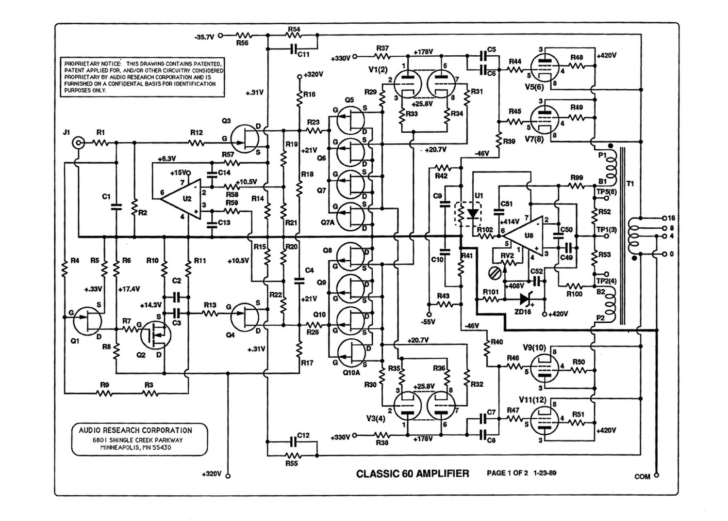 audio research classic 60 pwr schematic