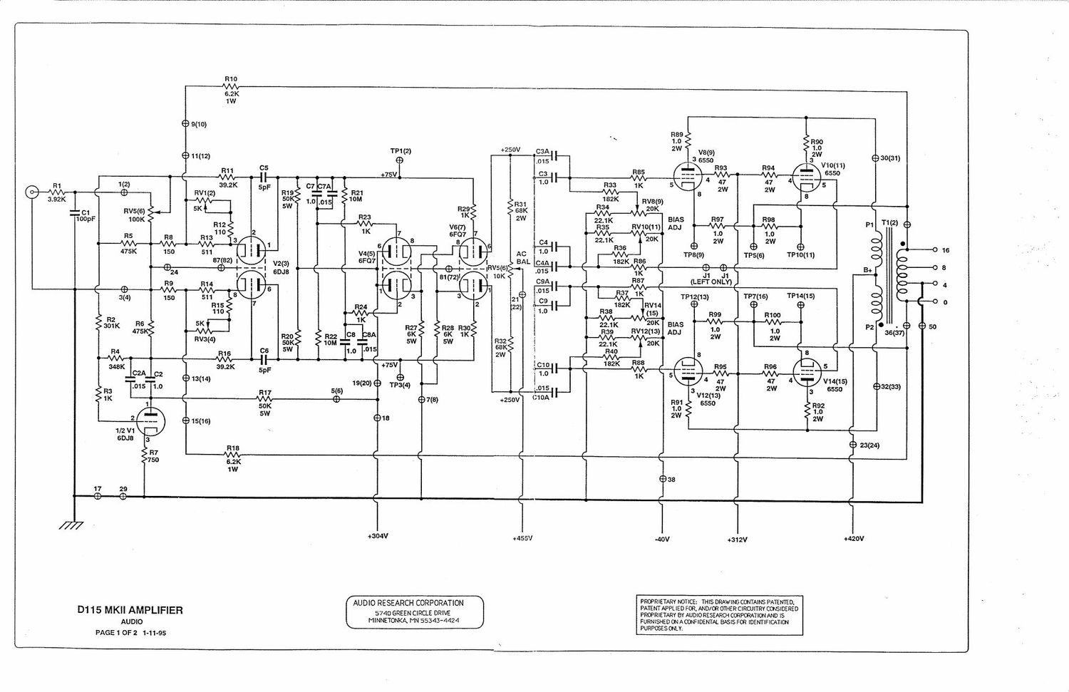audio research d 115 mkii schematic