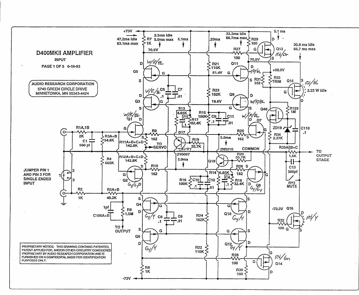 audio research d 400ll pwr schematic
