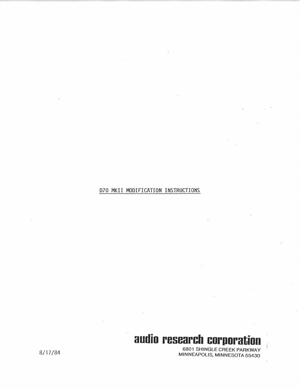 audio research d 70ii schematic