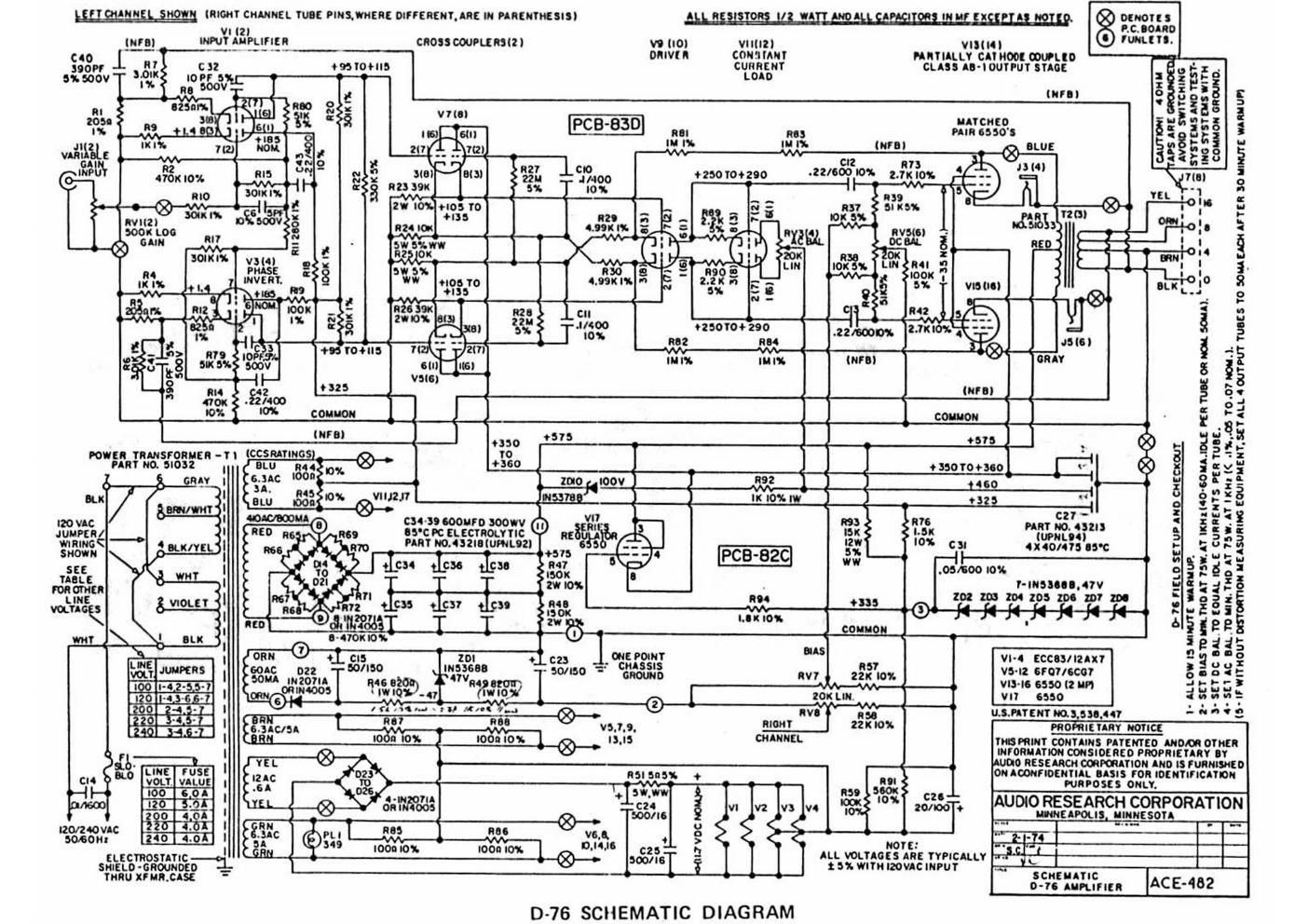 audio research d 76 schematic