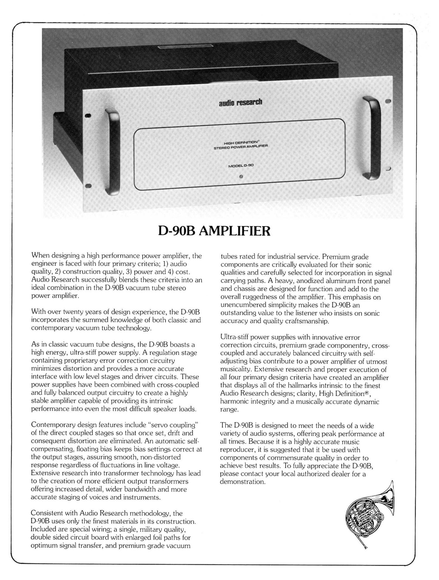 audio research d 90b brochure