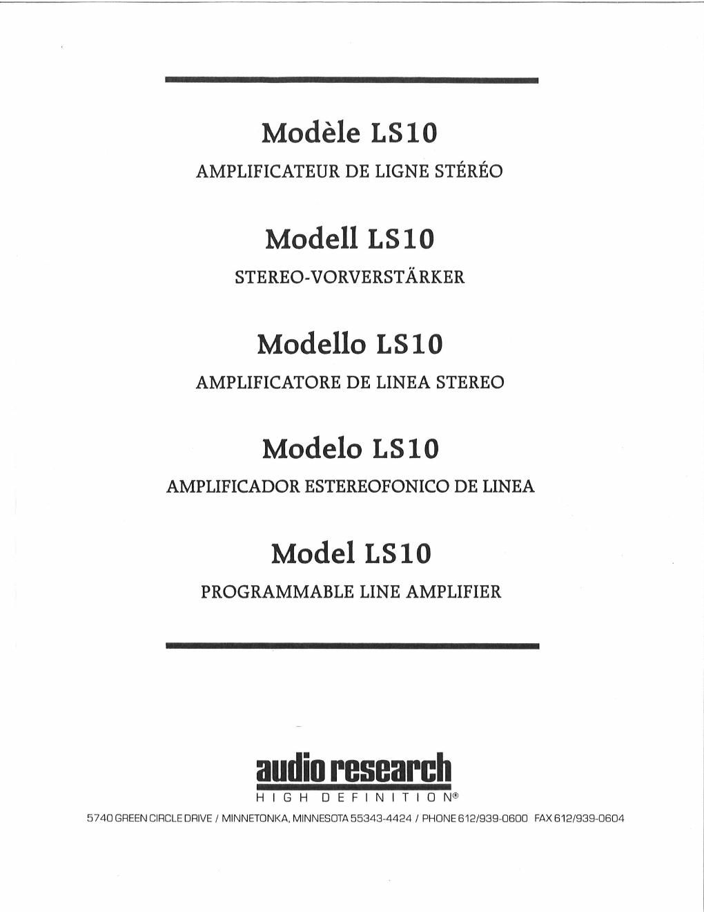audio research ls 10 owners manual