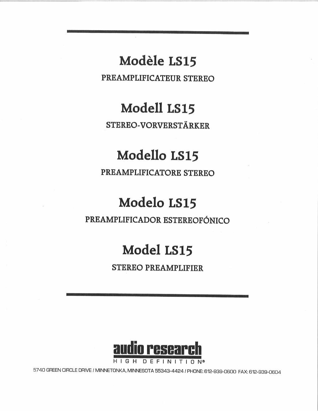 audio research ls 15 owners manual