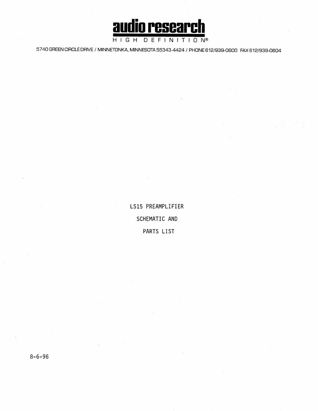 audio research ls 15 pre schematic