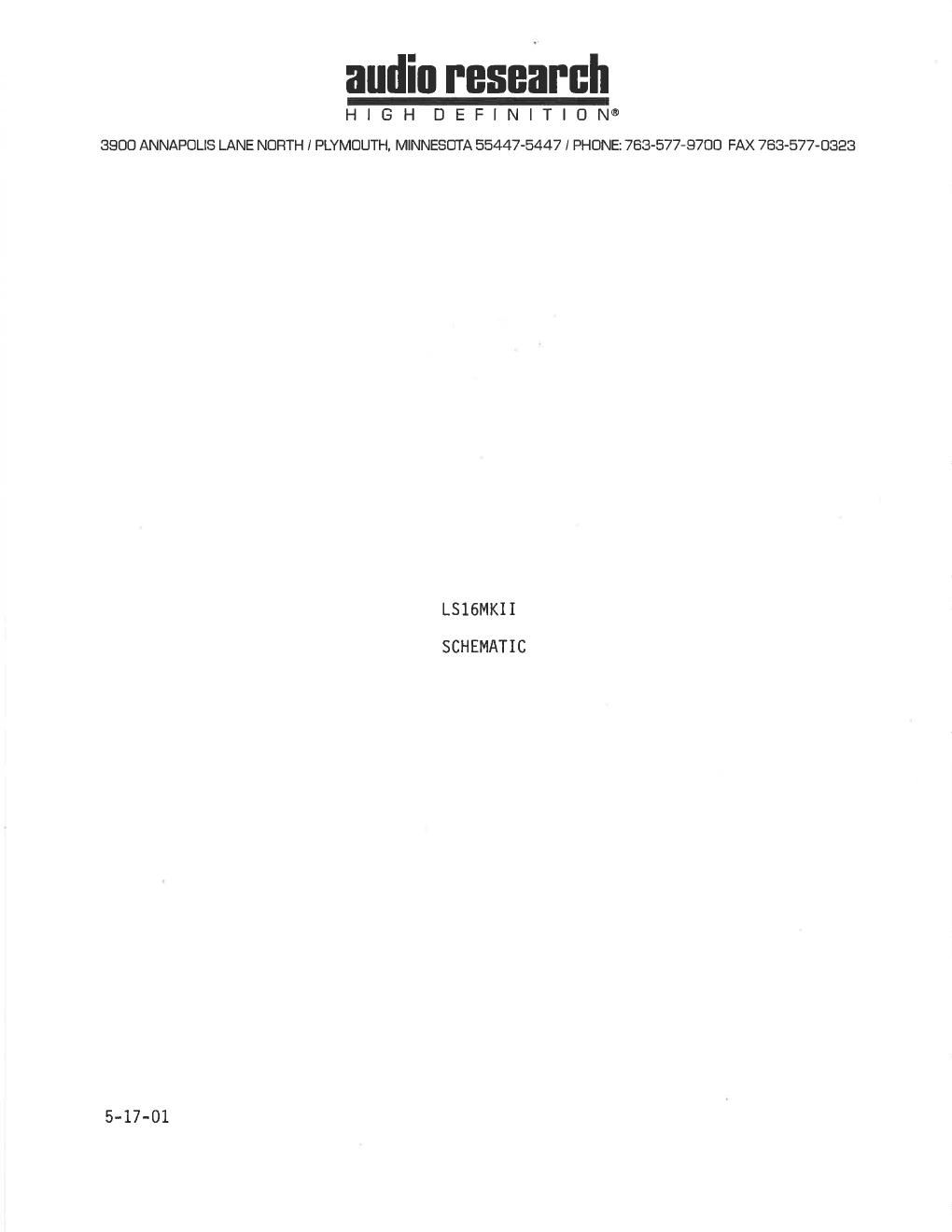 audio research ls 16 mkii schematic
