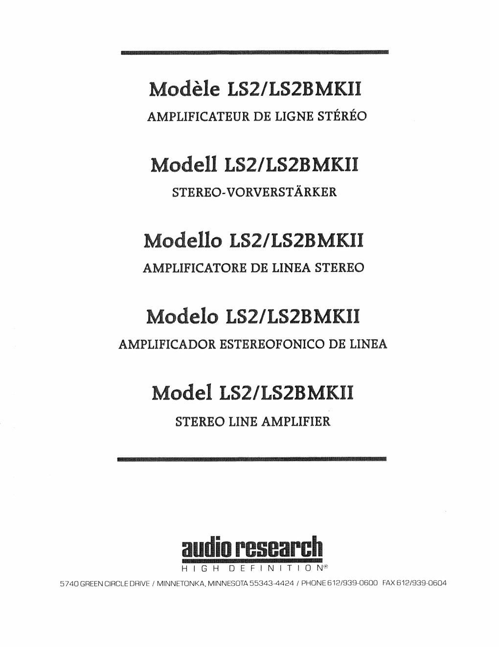 audio research ls 2ii ls 2bii owners manual