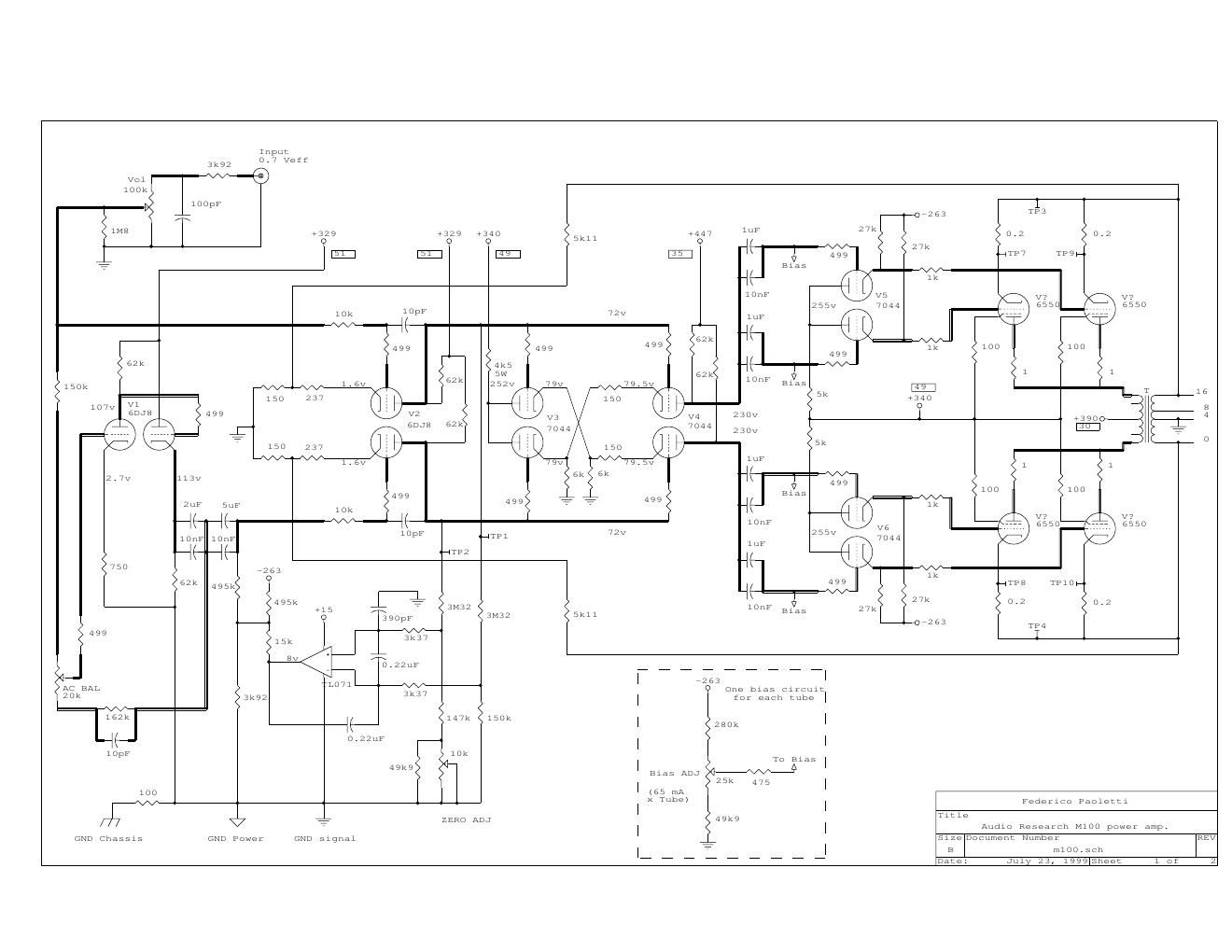 audio research m 100 pwr schematic