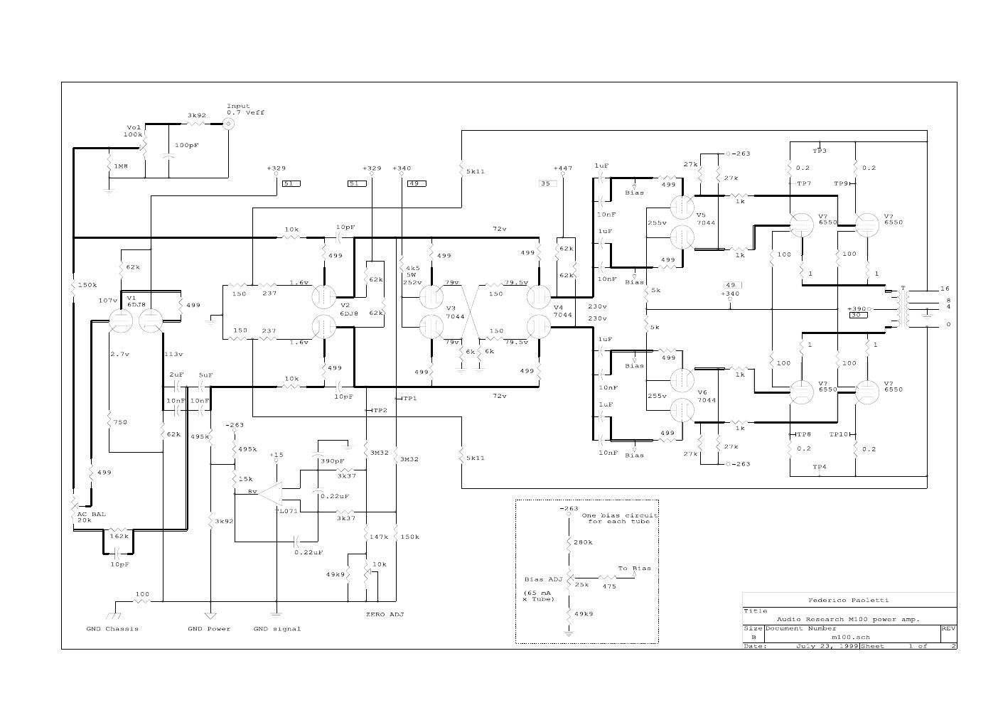 audio research m 100 schematic