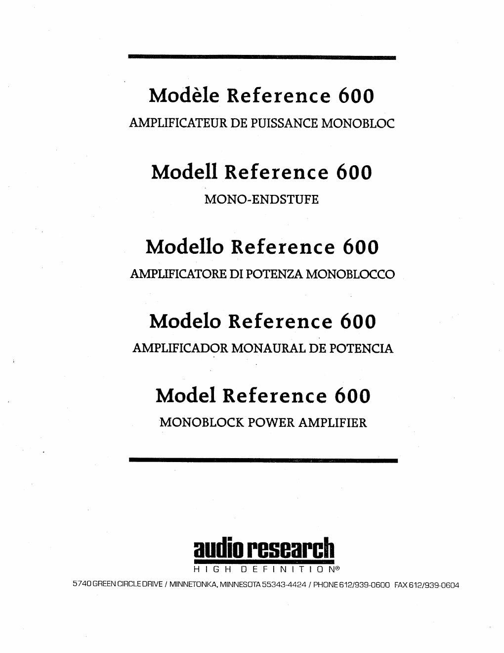 audio research ref 600 owners manual