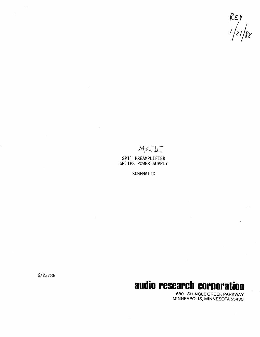 audio research sp 11 mkii schematic