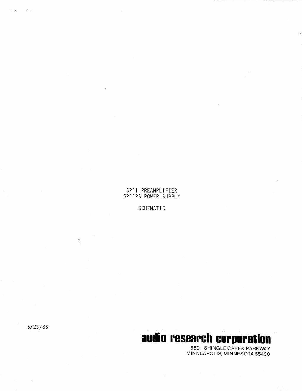 audio research sp 11 sp 11ps schematic