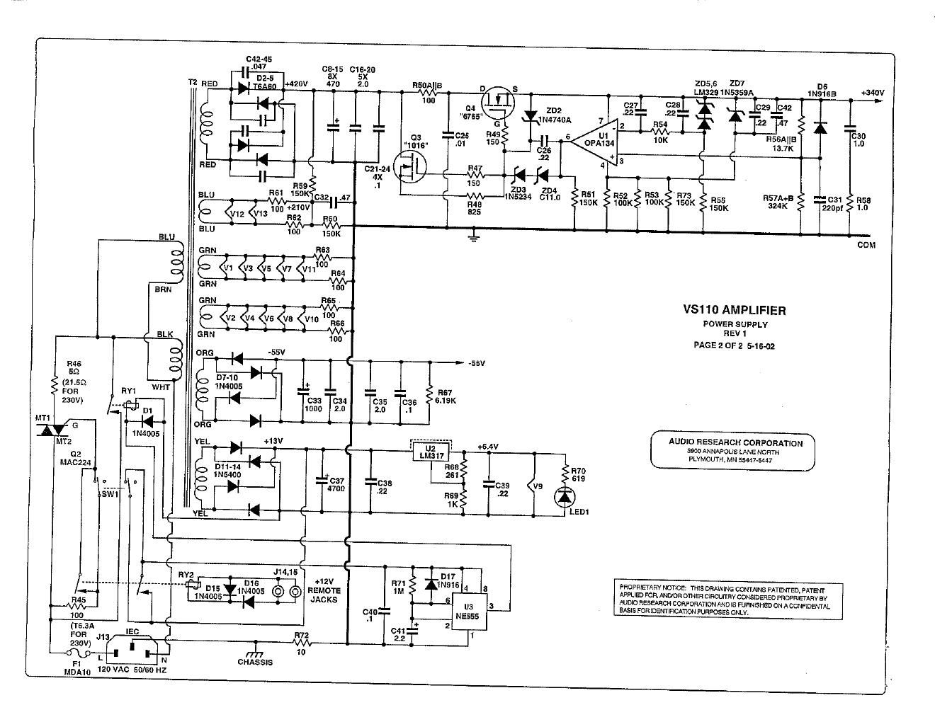 audio research vs 110 pwr schematic