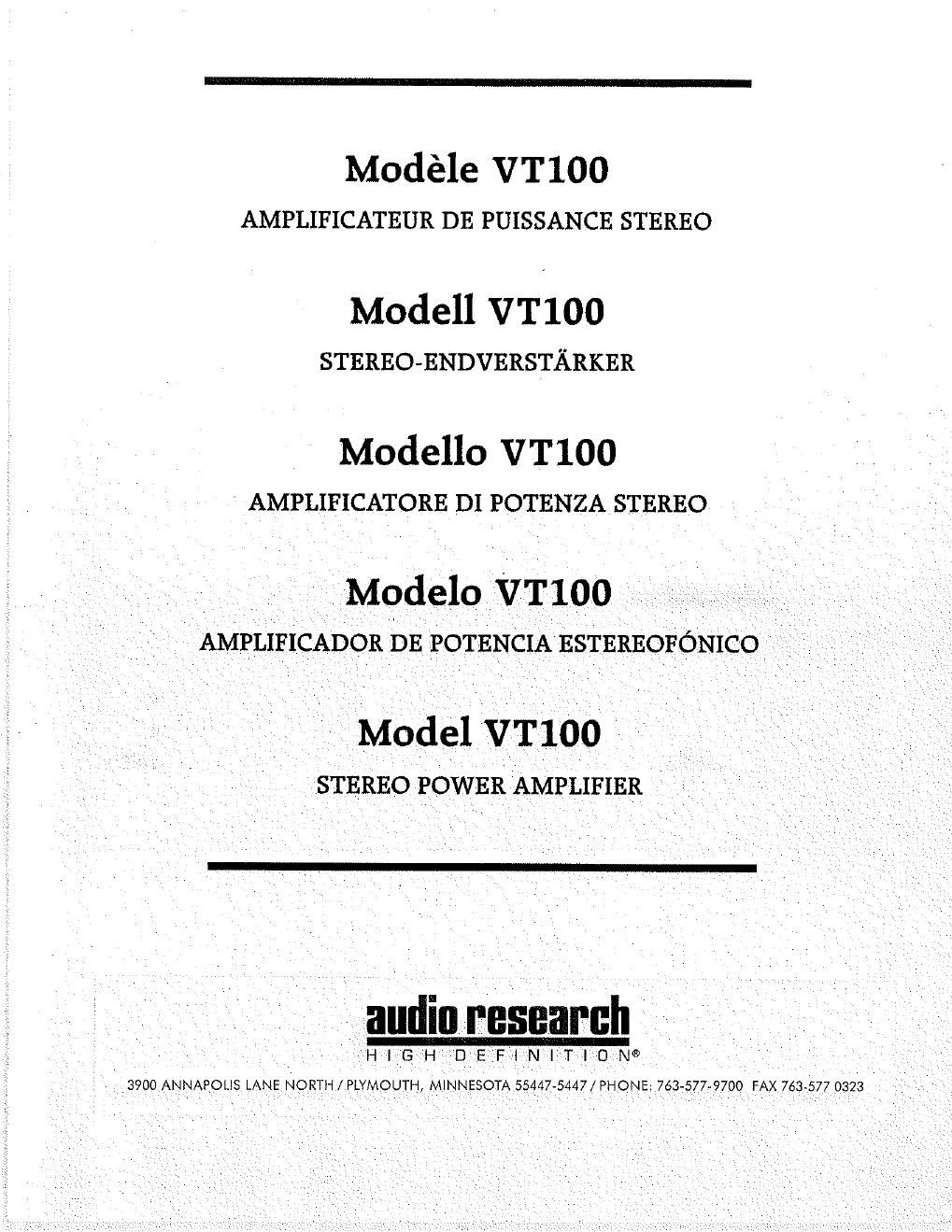 audio research vt 100iii owners manual