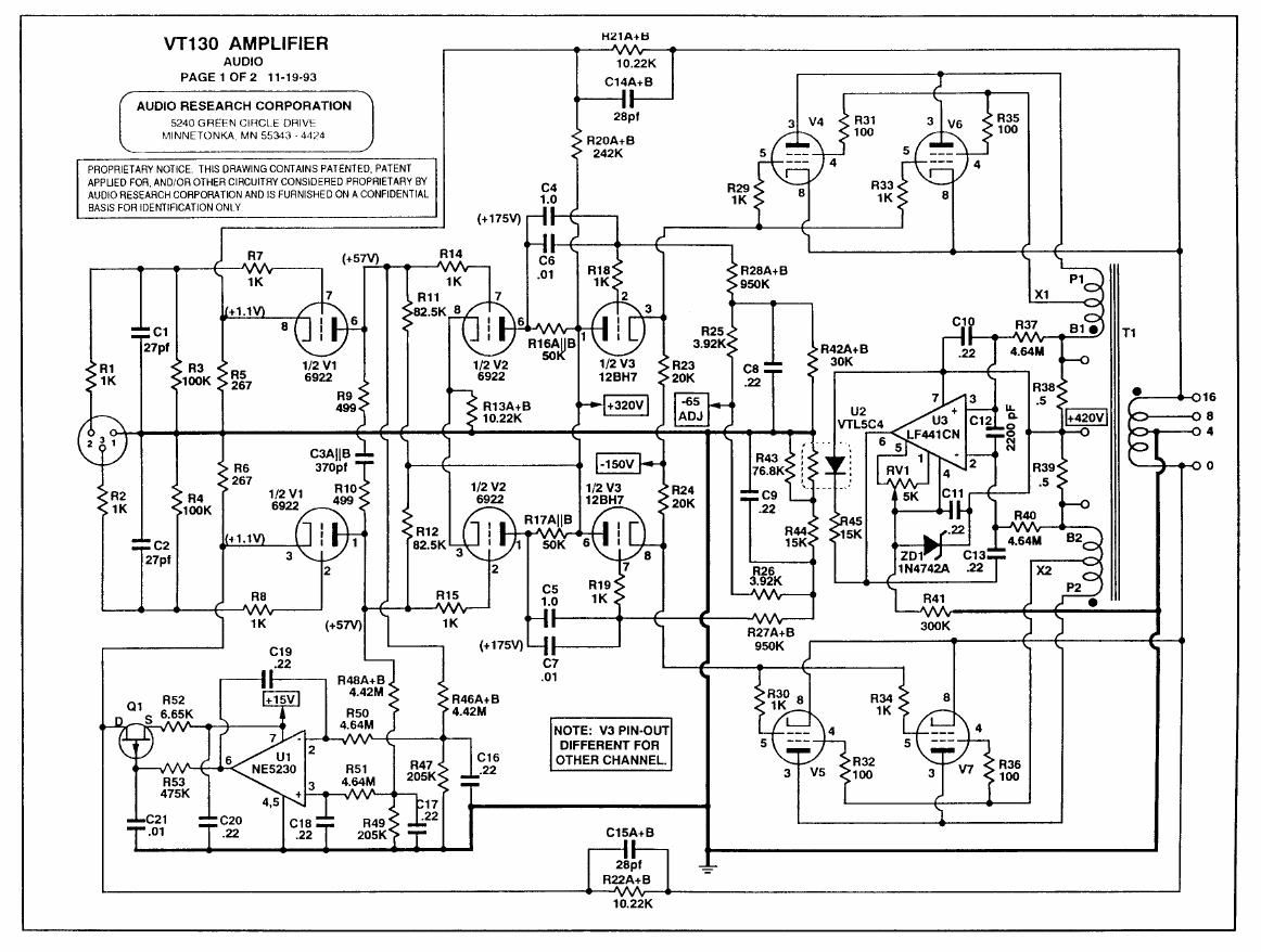 audio research vt 130 pwr schematic