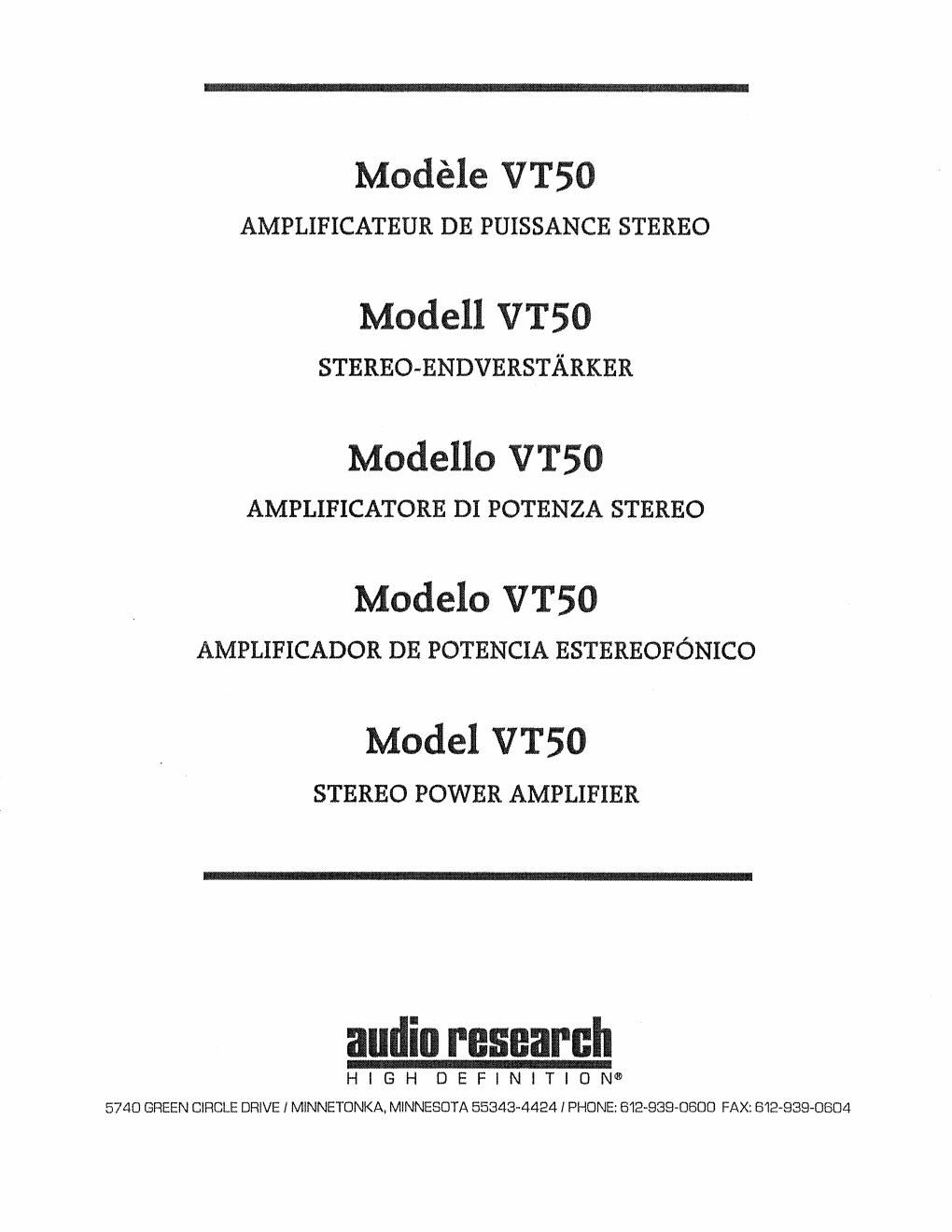 audio research vt 50 owners manual