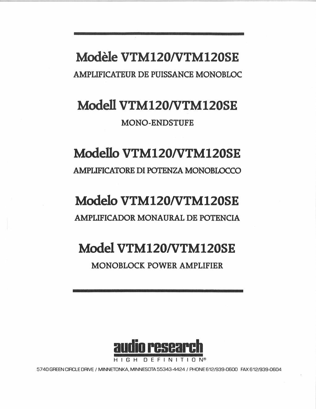 audio research vt m120 vt m120se owners manual