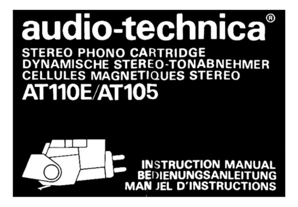 audio technica 110 e owners manual