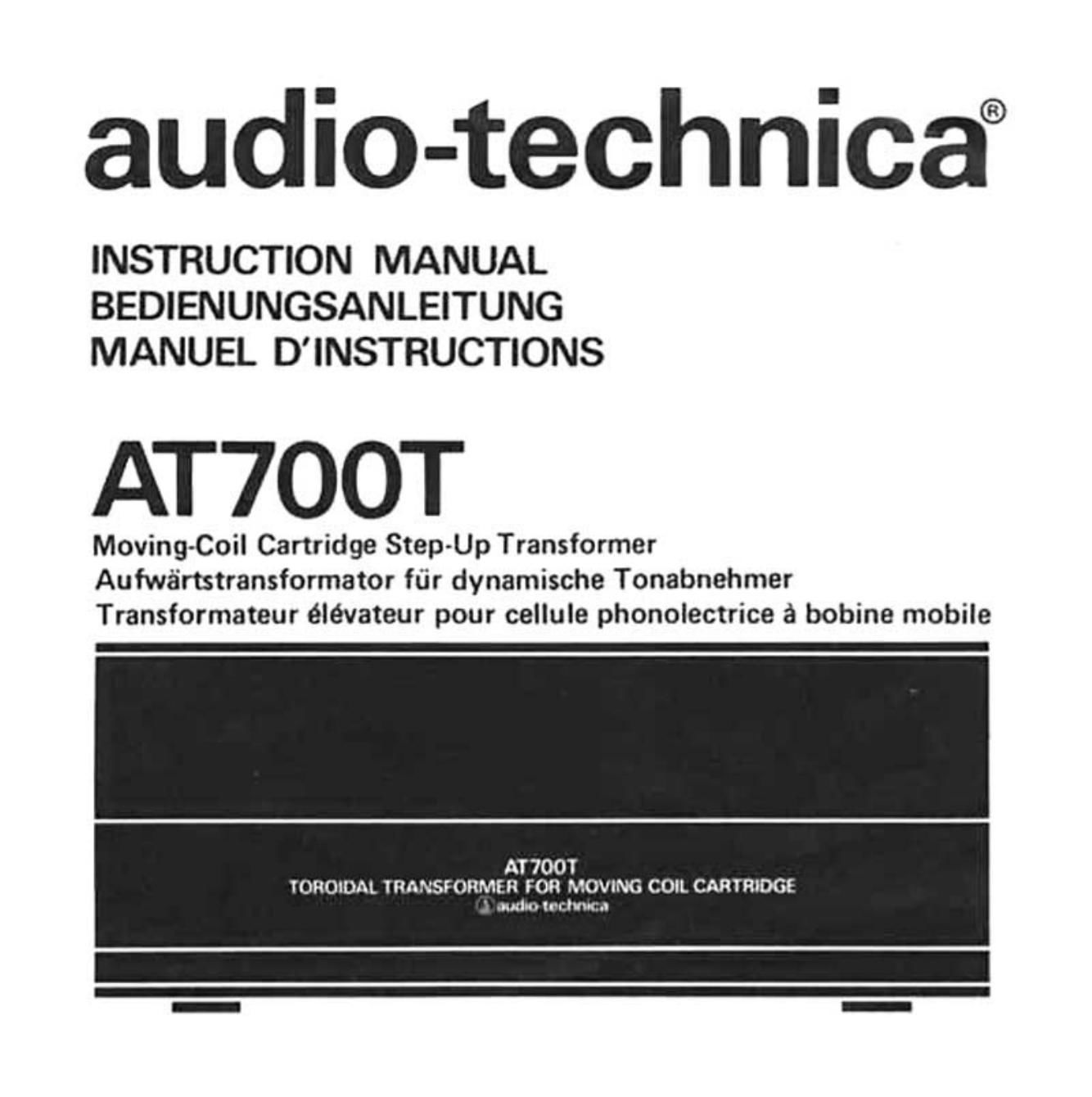 audio technica 700 t owners manual