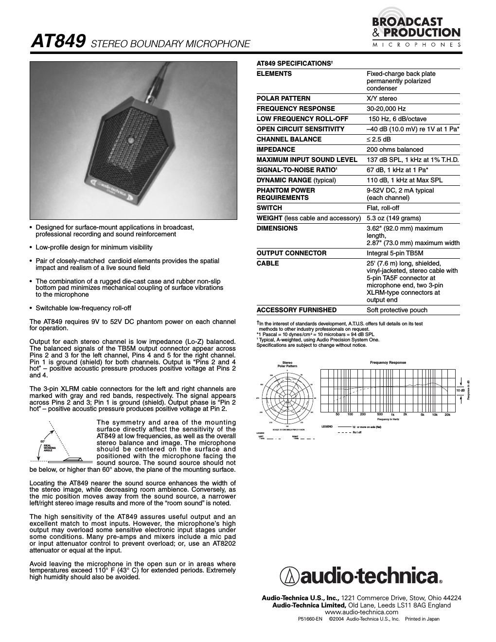 audio technica 849 owners manual