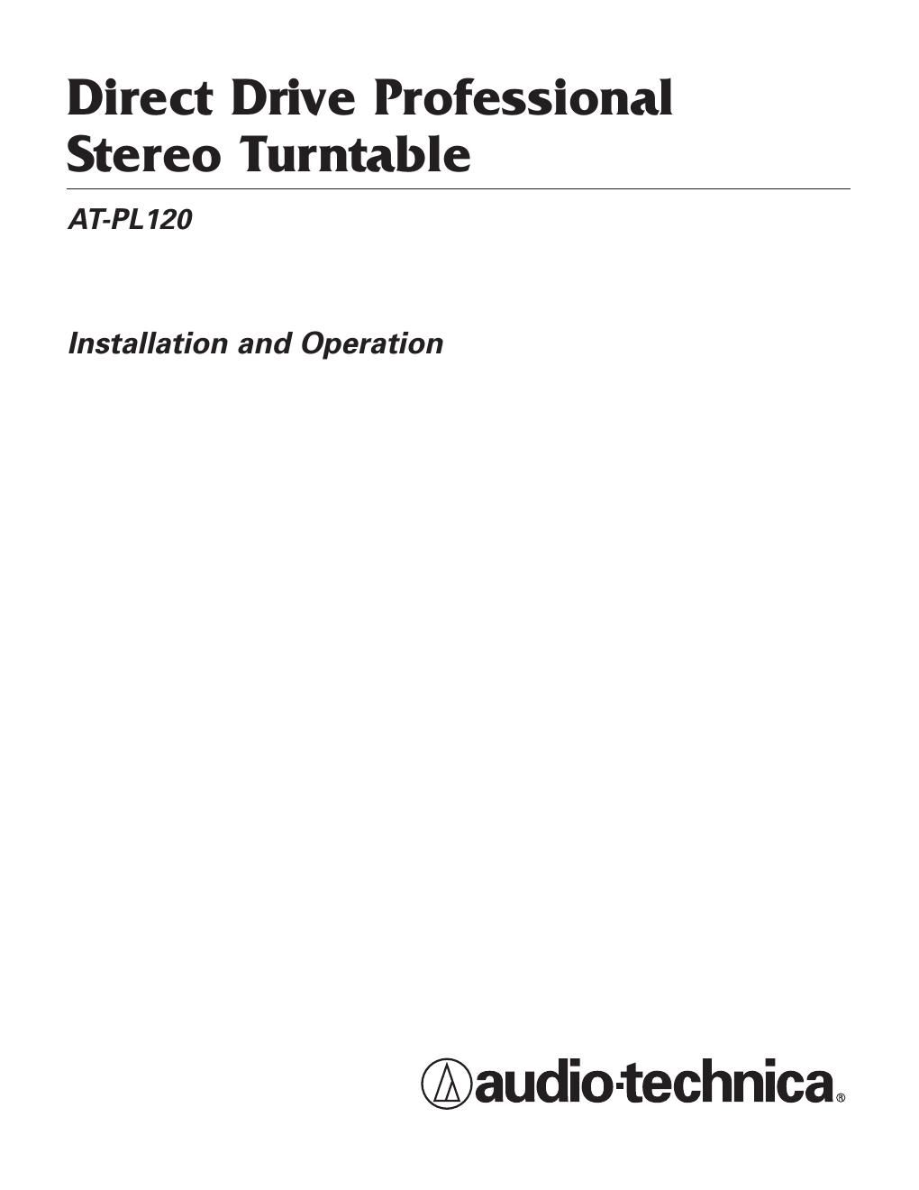 audio technica pl120 owners manual