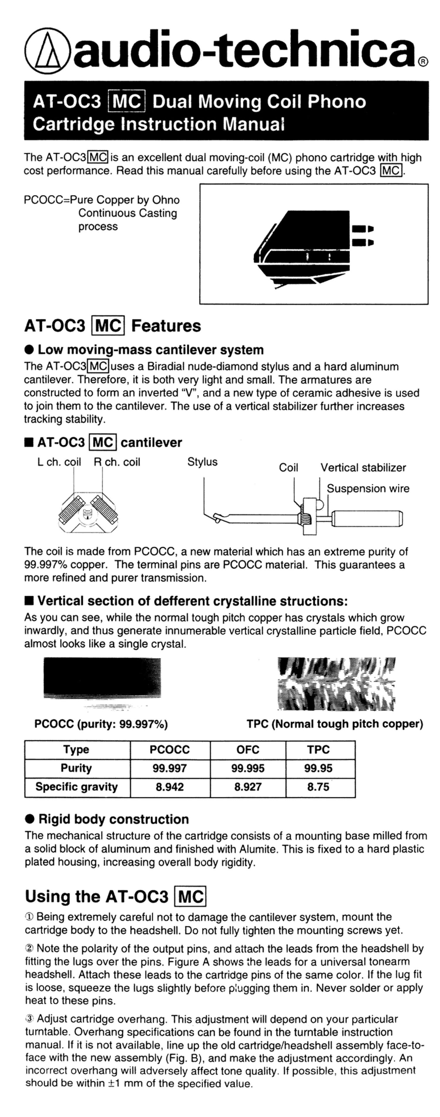 audio technica atoc 3 owners manual