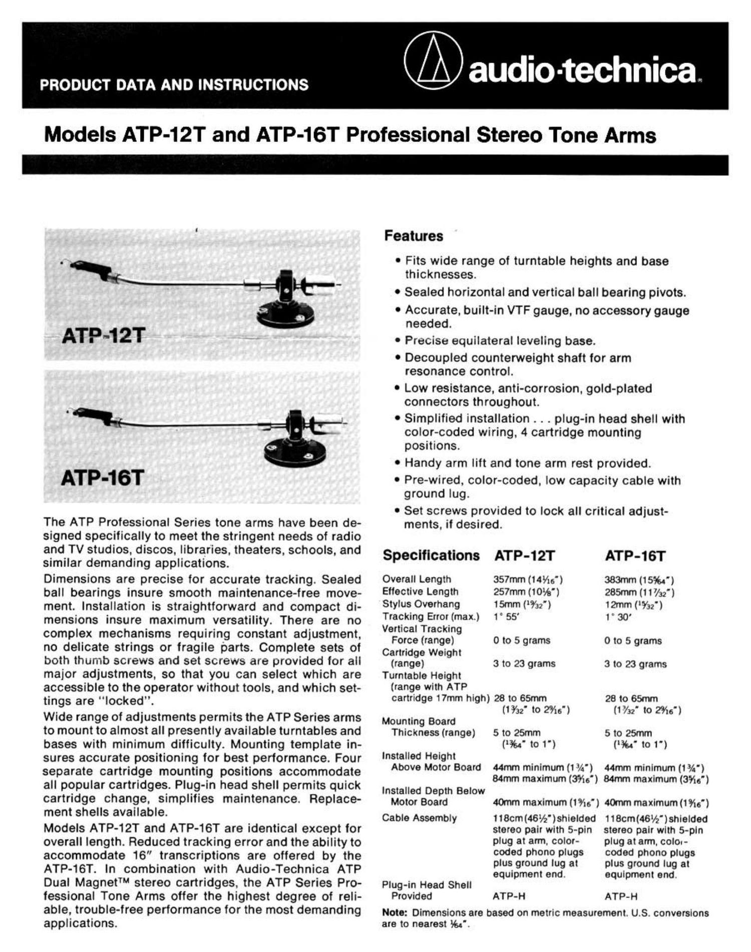 audio technica atp 12 t owners manual