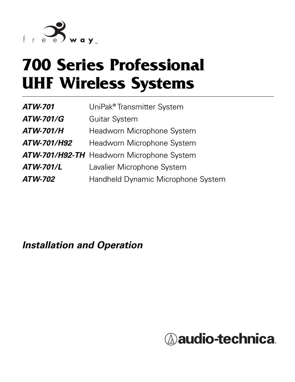 audio technica atw 701 h92 th owners manual