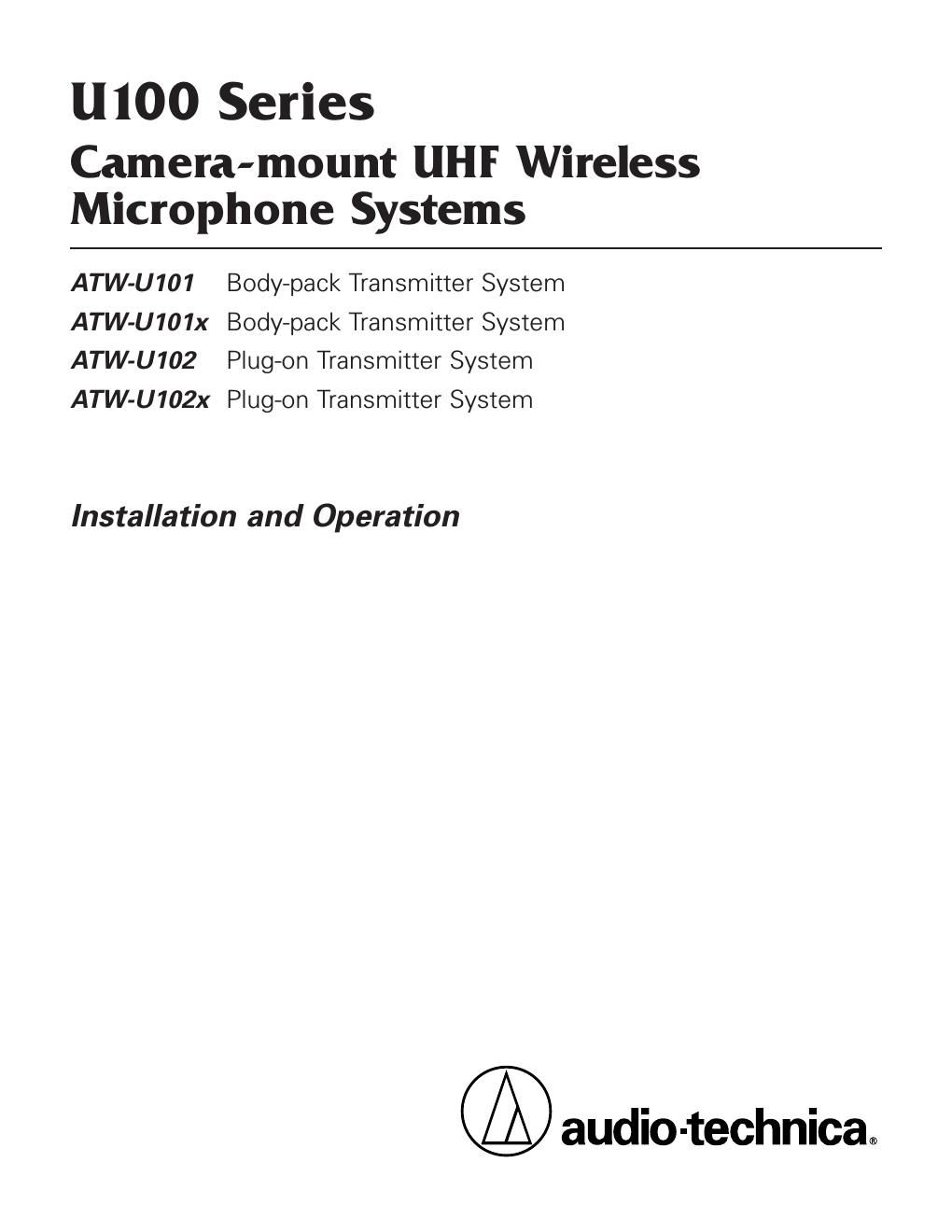 audio technica atw u101 owners manual