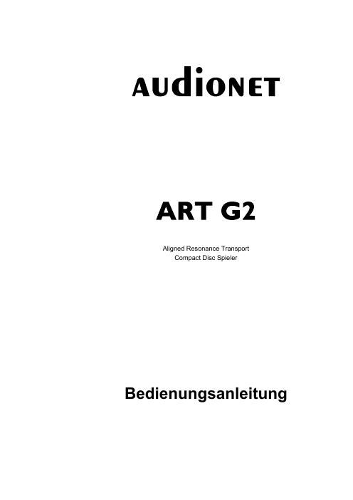 audionet artg 2 owners manual