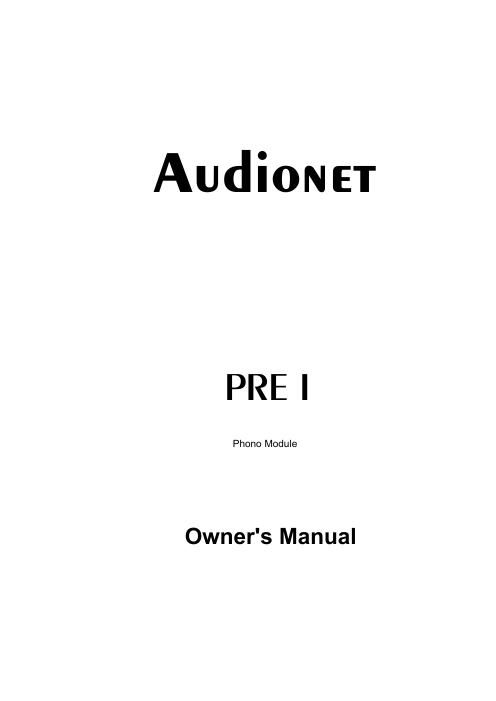 audionet pre 1 owners manual