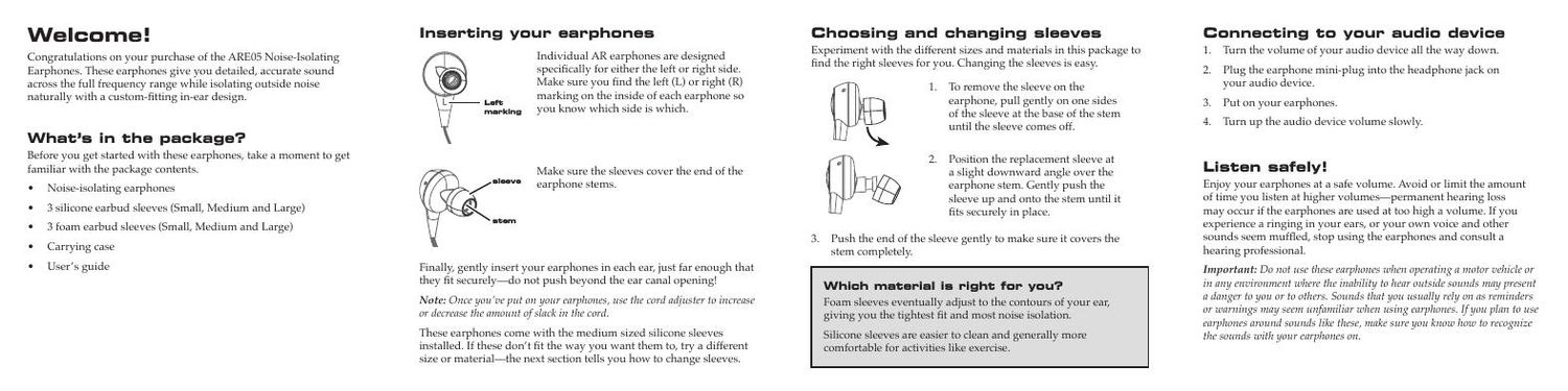 acoustic research ARE 05 Owners Manual